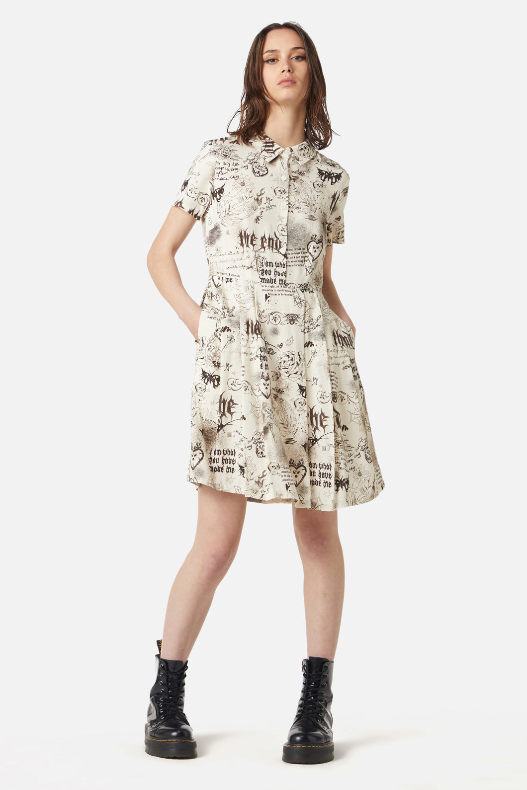 Dangerfield NZ - Lover's Departure Printed Dress - cream