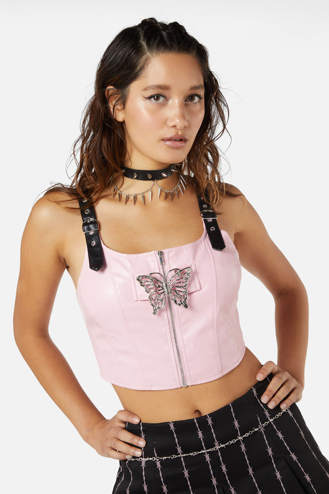 Dangerfield NZ - Butterfly Clasp PU Corset - pink