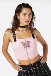 Dangerfield NZ - Butterfly Clasp PU Corset - pink
