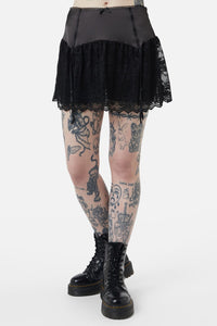 Dangerfield NZ - Boudoir Satin Lace Skort - black