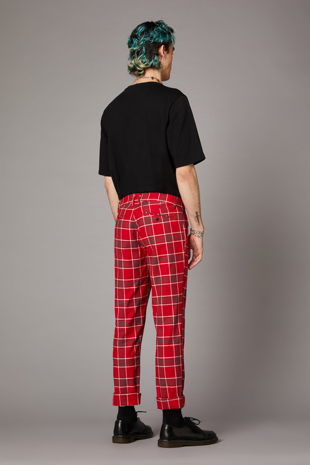 Clothing Punk Checkered Pants Tartan Punk Orange High Waisted