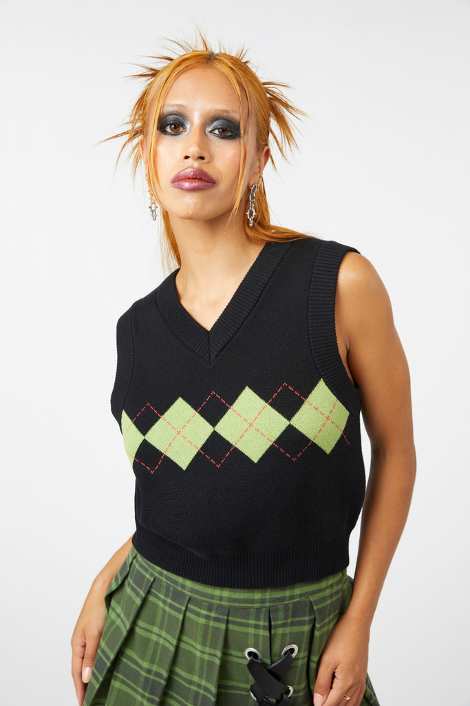 Large Argyle Knit Vest Dangerfield NZ
